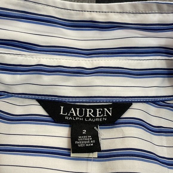 NWT! Lauren Ralph Lauren Monogram Blue White Stripe Long Sleeve Tie Dress Size 2 - Picture 9 of 16